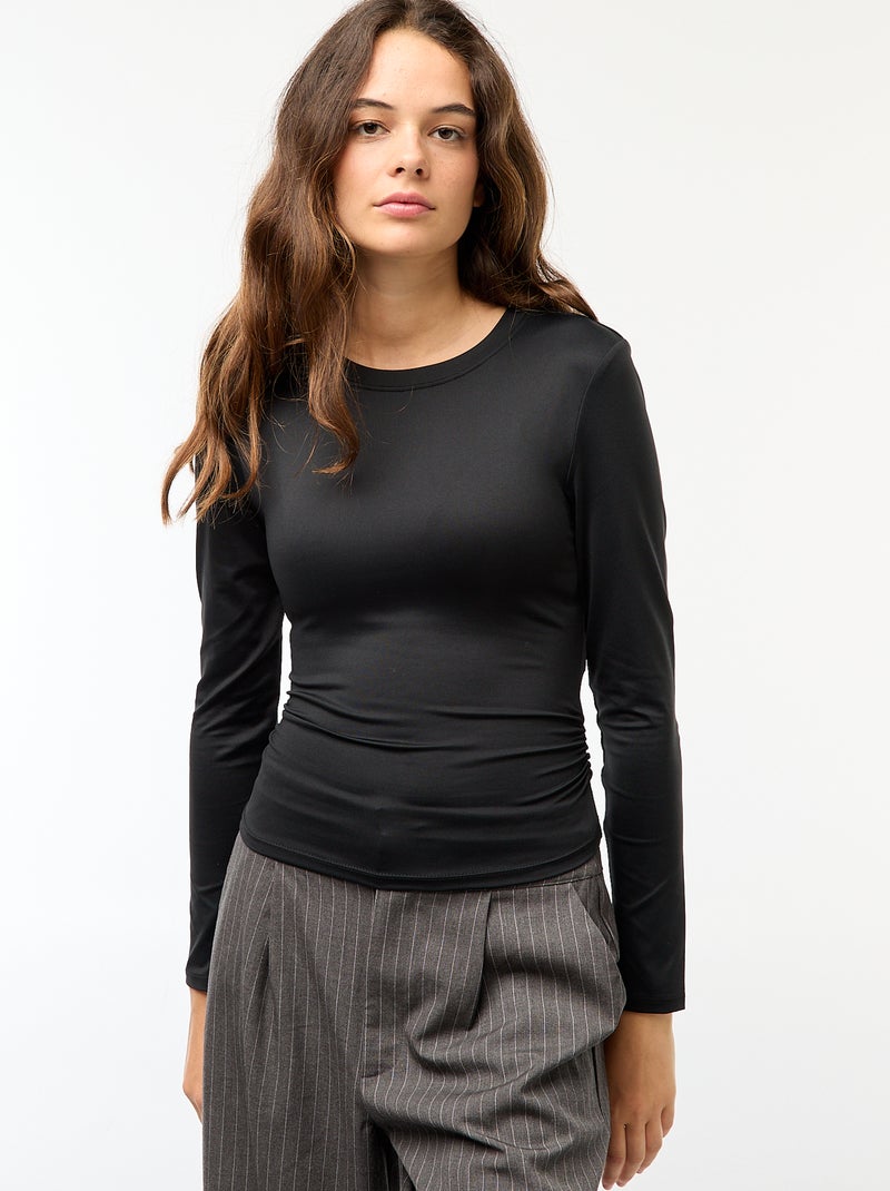 Cropped T-shirt met gekreukt effect zwart - Kiabi