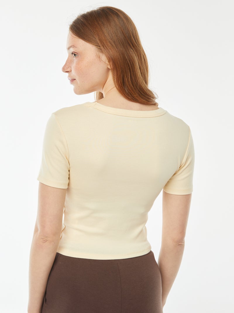 Cropped T-shirt met korte mouw Biege - Kiabi