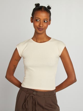 Cropped T-shirt met korte mouw