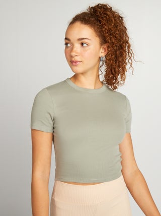 Cropped T-shirt met korte mouw