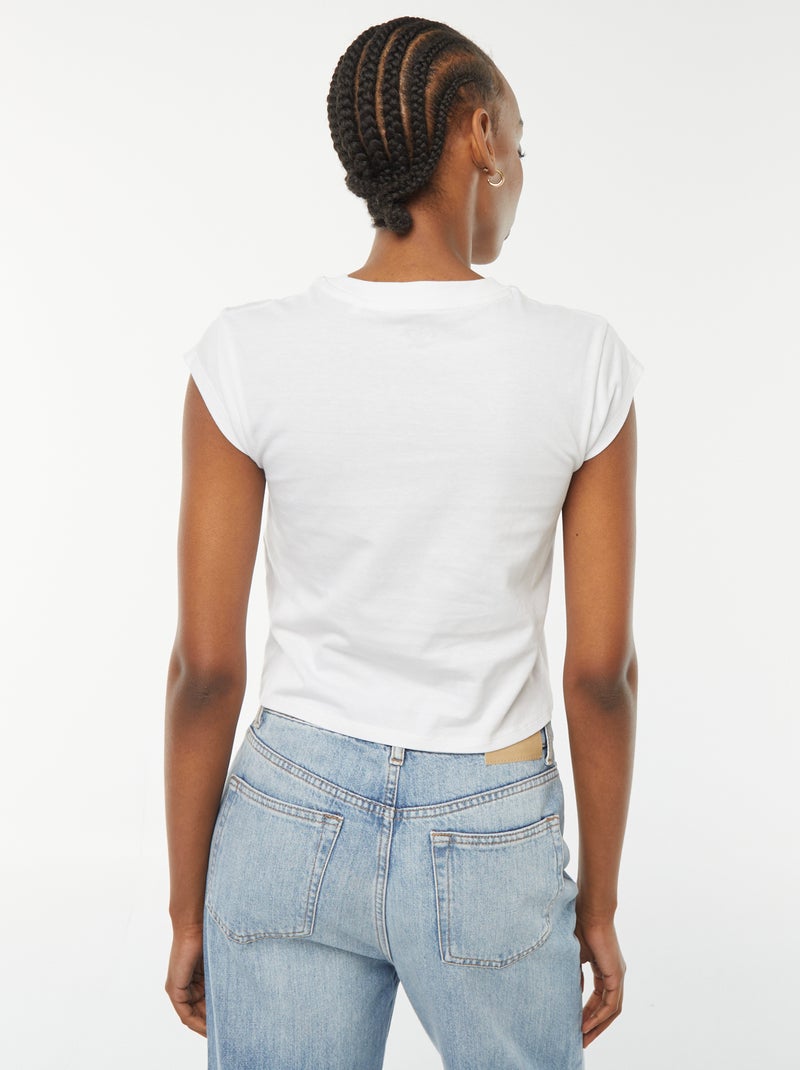 Cropped T-shirt met korte mouw 'Olivia Rodrigo' wit - Kiabi