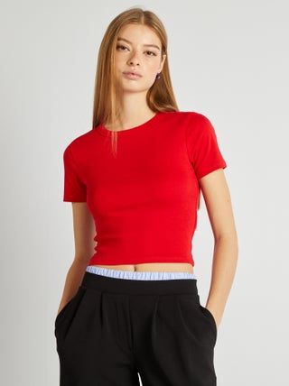 Cropped T-shirt met korte mouw