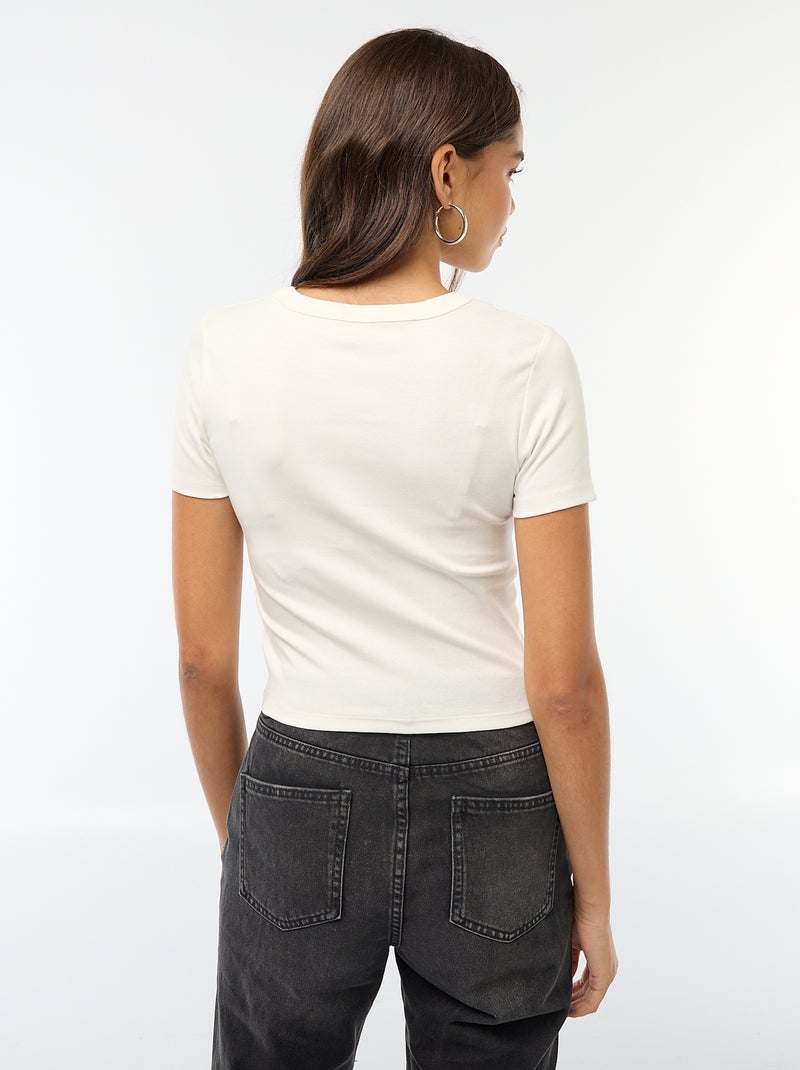 Cropped T-shirt met korte mouw WIT - Kiabi