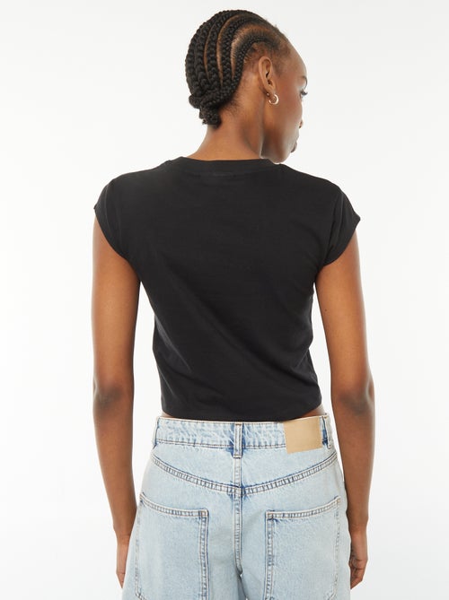 Cropped T-shirt met korte mouwen en 'Nirvana'-print - Kiabi