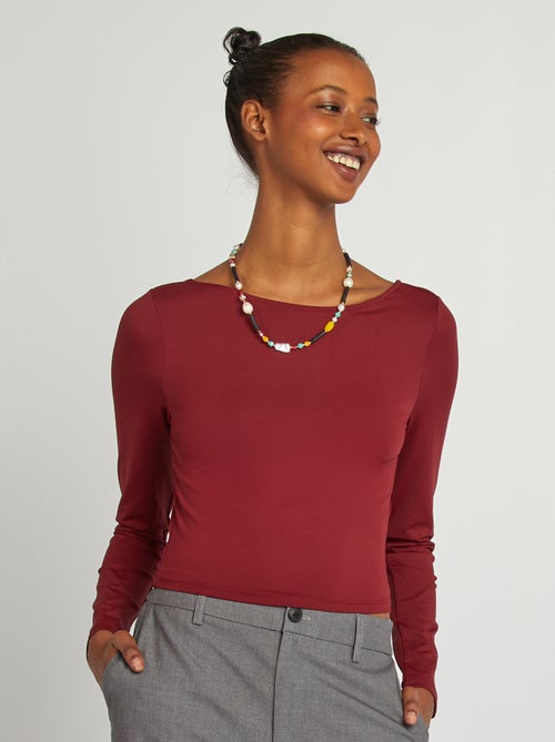 Cropped T-shirt met overslag op de rug - Kiabi