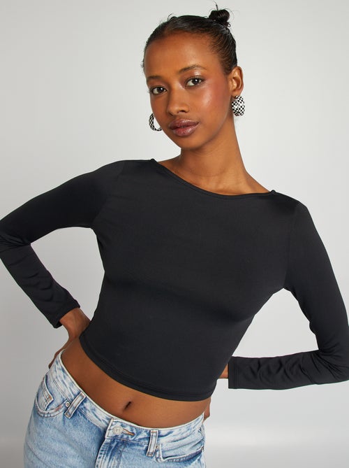 Cropped T-shirt met overslag op de rug - Kiabi