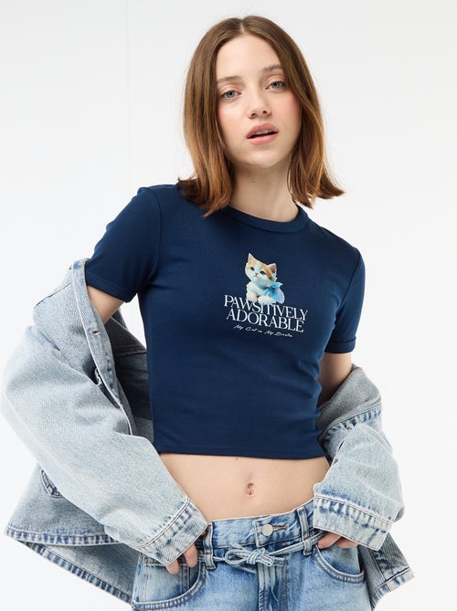 Cropped T-shirt met print - Kiabi