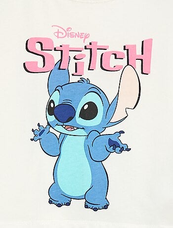 Cropped T-shirt met Stitch-print, lange mouw en ronde hals