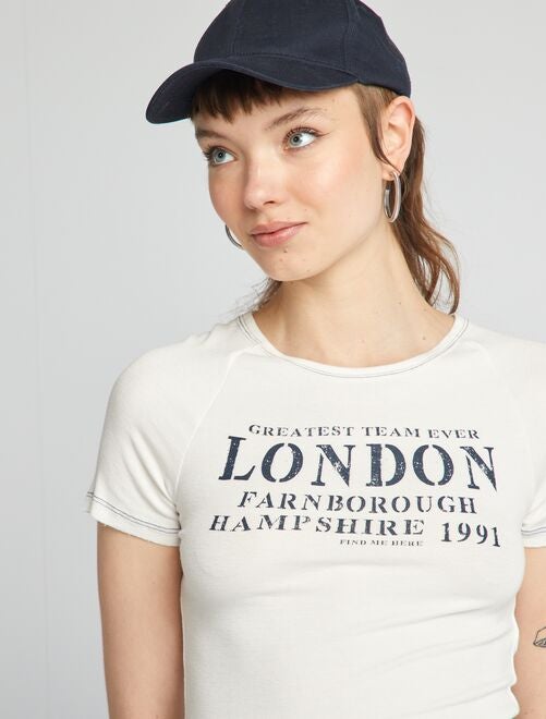 Cropped T-shirt met tekstopdruk 'London' - Kiabi