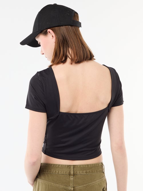 Cropped T-shirt met vierkante rugdecolleté - Kiabi