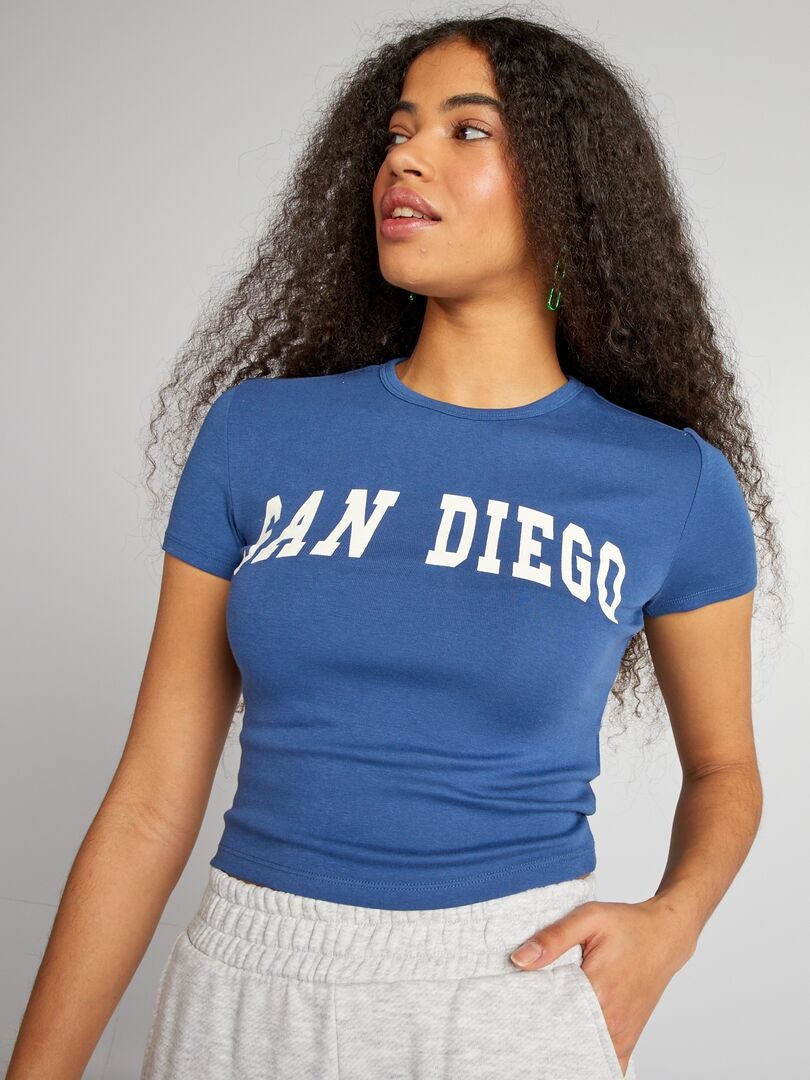 Cropped T-shirt 'San Diego' BLAUW - Kiabi