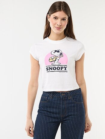 Cropped T-shirt 'Snoopy' met korte mouwen