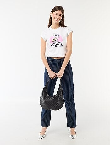 Cropped T-shirt 'Snoopy' met korte mouwen