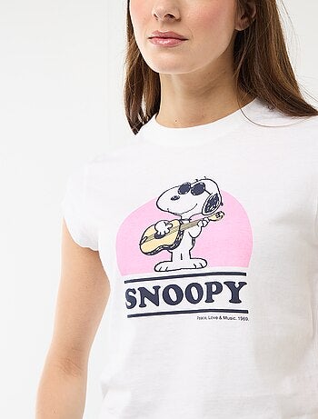 Cropped T-shirt 'Snoopy' met korte mouwen