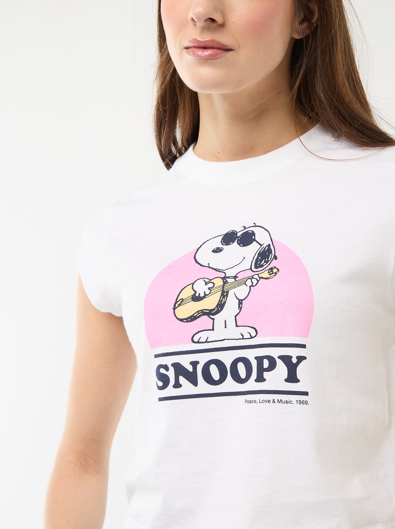 Cropped T-shirt 'Snoopy' met korte mouwen Wit - Kiabi