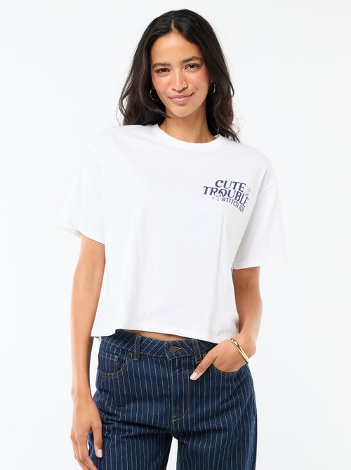 Cropped T-shirt 'Stitch' met korte mouwen - Kiabi