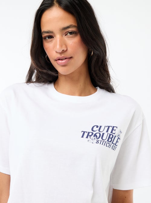 Cropped T-shirt 'Stitch' met korte mouwen - Kiabi
