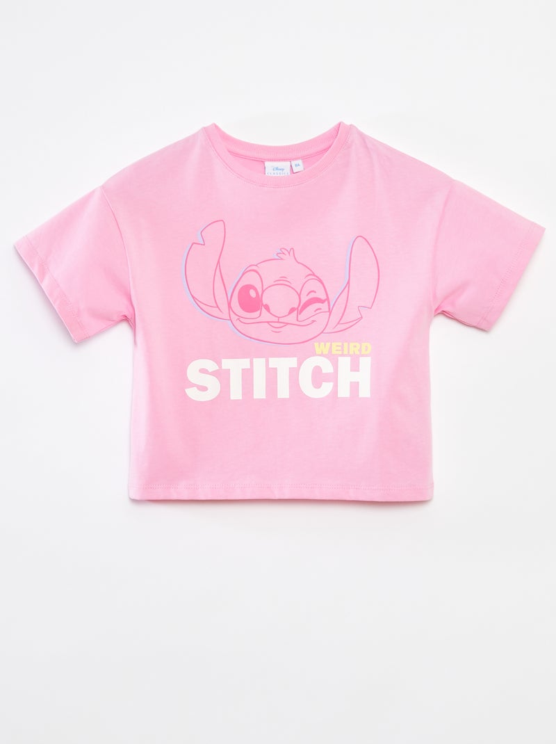 Cropped T-shirt 'Stitch' Rose - Kiabi