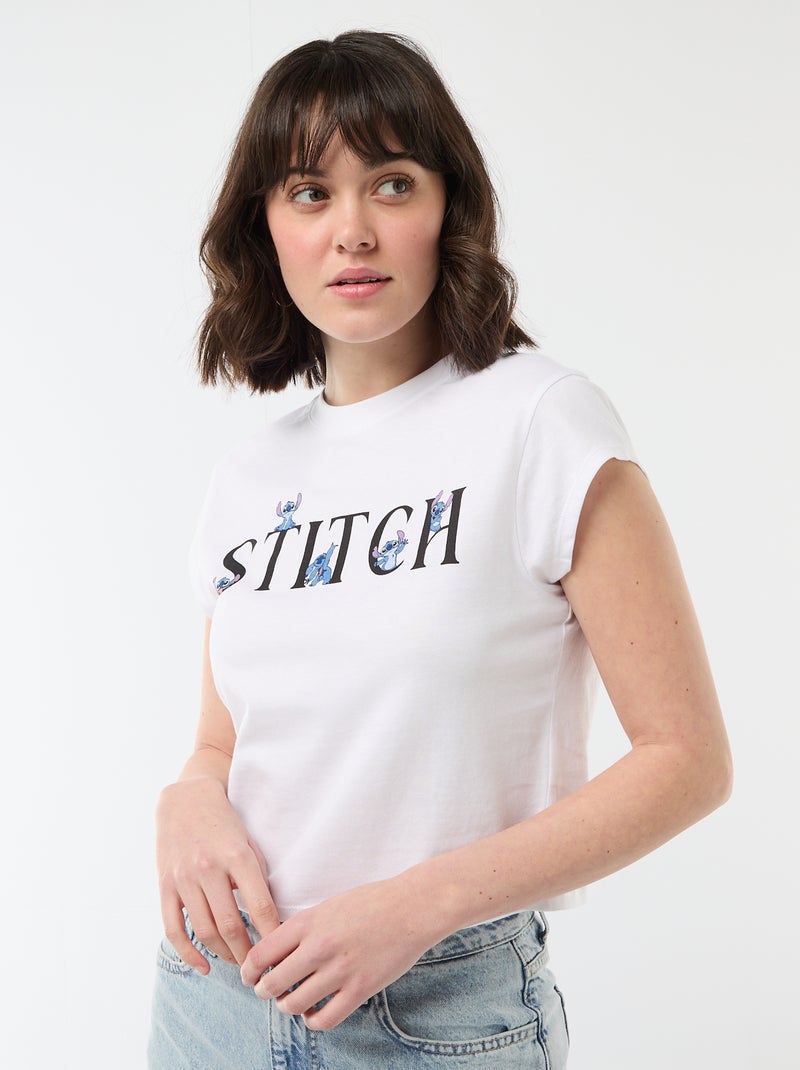 Cropped T-shirt 'Stitch' Wit - Kiabi