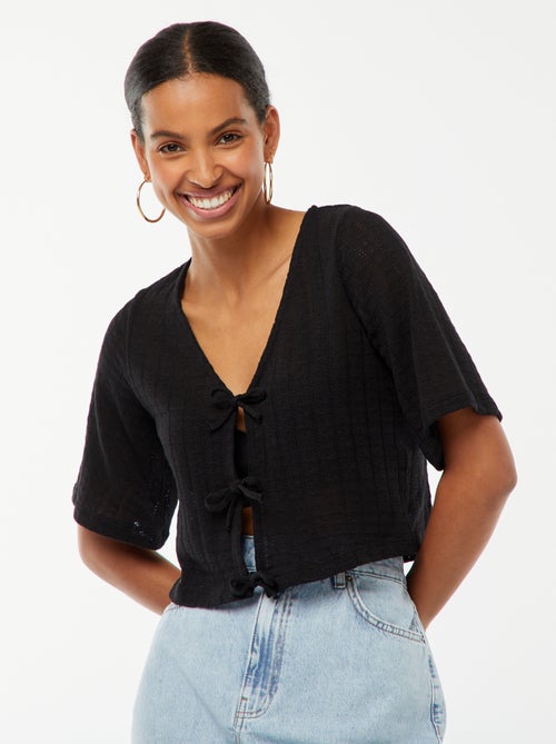 Cropped T-shirt van ajourtricot - Kiabi