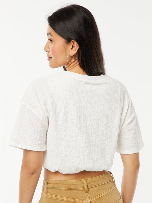 Cropped T-shirt van gewafeld tricot - Kiabi