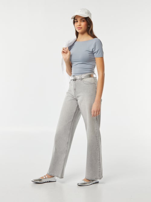 Cropped T-shirt van stretchtricot met blote rug - Kiabi