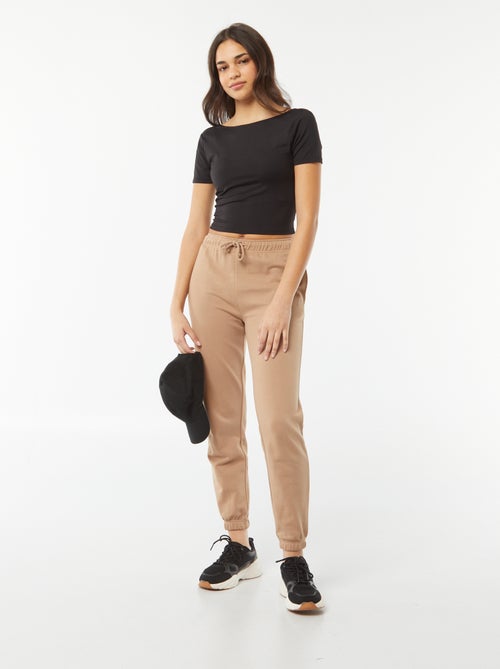 Cropped T-shirt van stretchtricot met blote rug - Kiabi