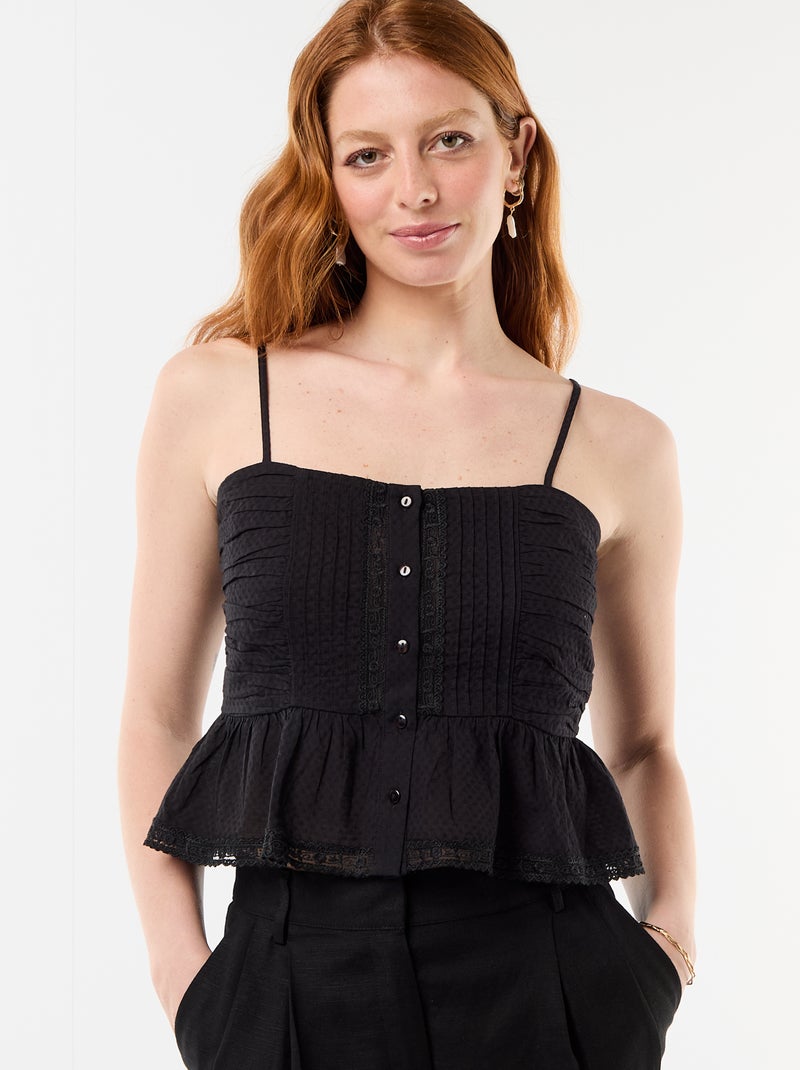 Cropped top met fijne bandjes Zwart - Kiabi