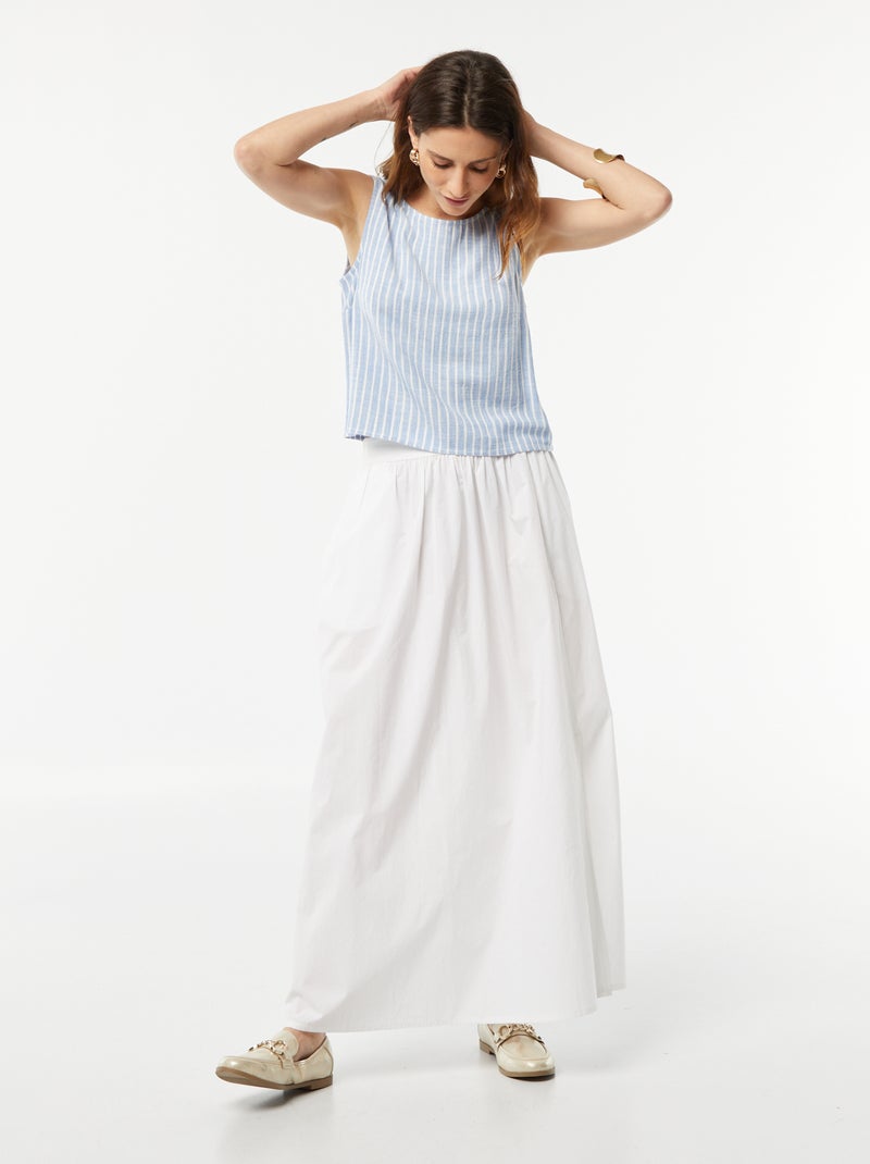 Cropped top van linnenmix BLAUW - Kiabi