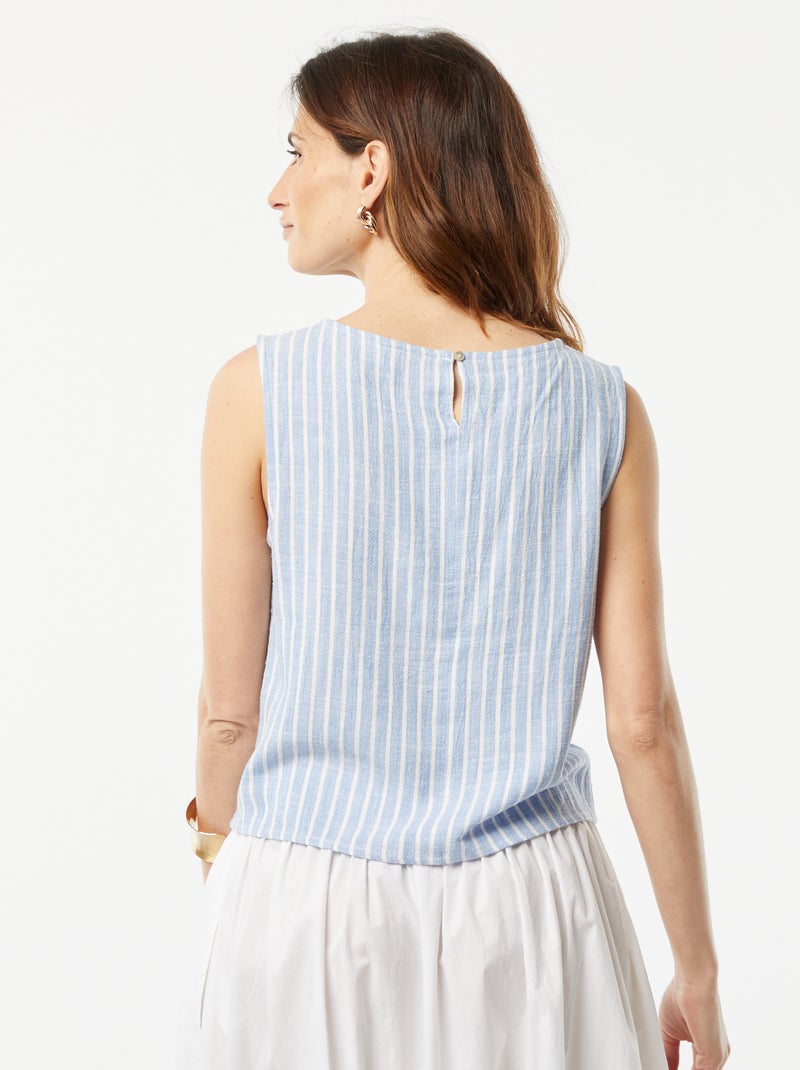 Cropped top van linnenmix BLAUW - Kiabi