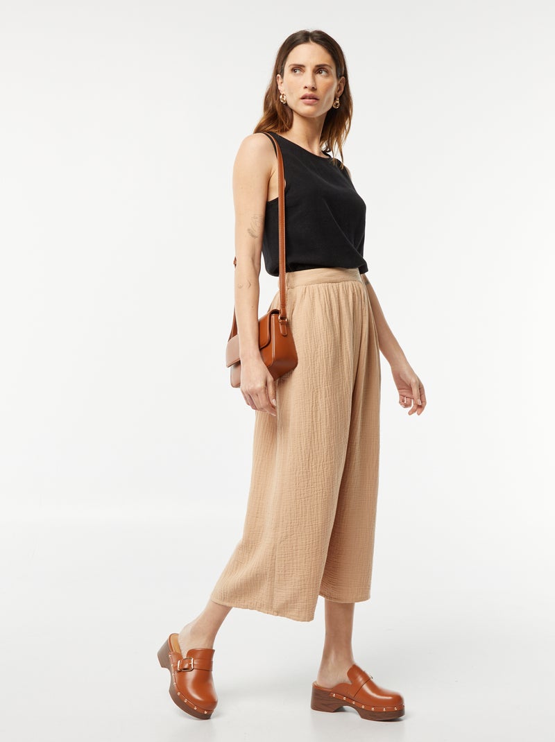 Cropped top van linnenmix zwart - Kiabi