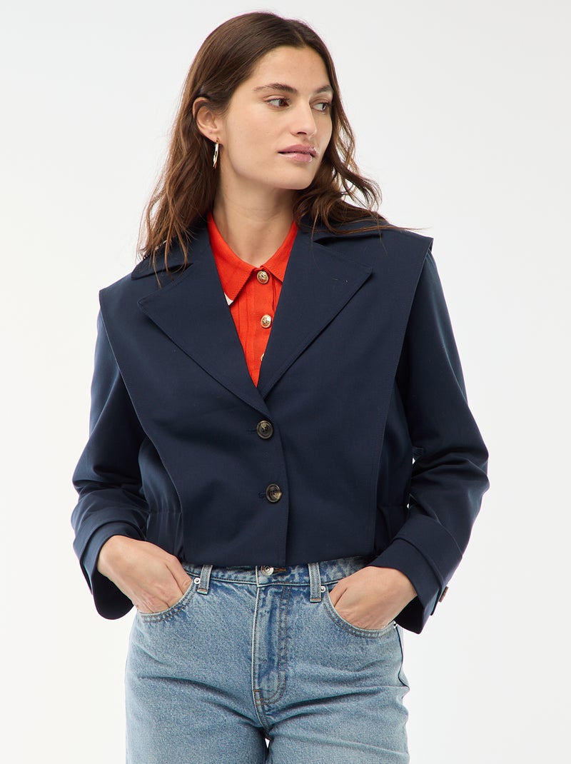 Cropped trenchcoat Blauw - Kiabi