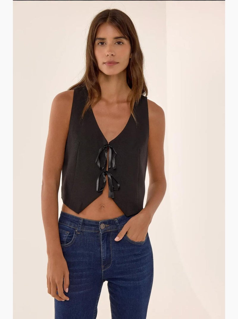 Cropped trui met knoopdetail hiccup Zwart - Kiabi