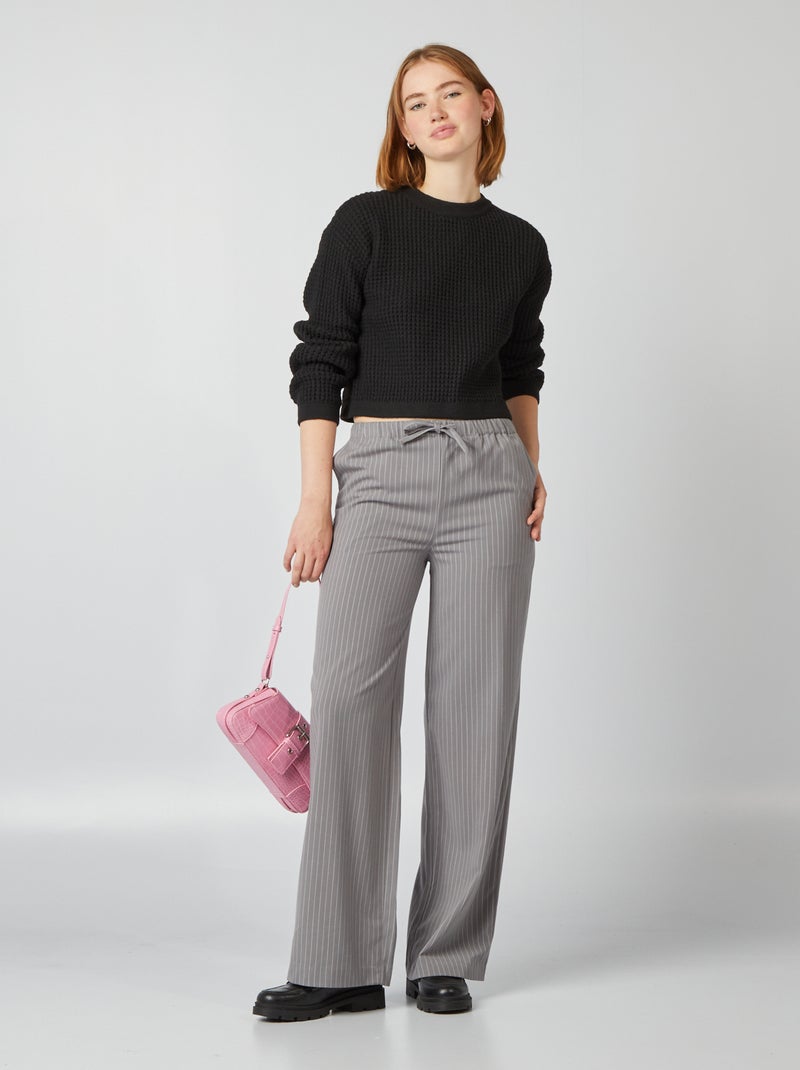 Cropped trui van fantasietricot zwart - Kiabi