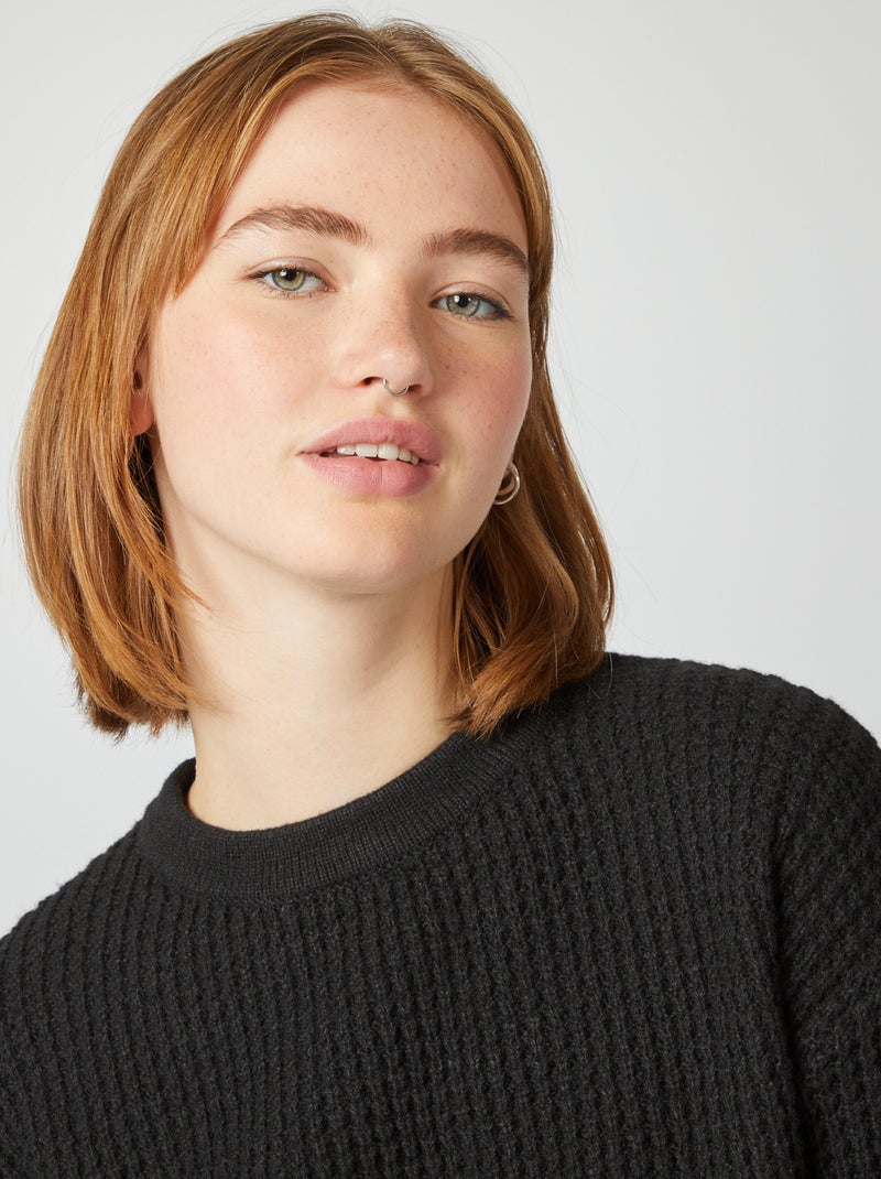 Cropped trui van fantasietricot zwart - Kiabi