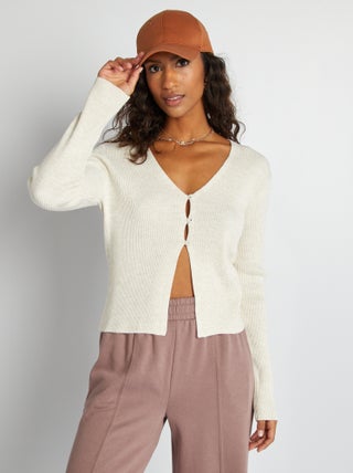 Cropped vest van ribtricot