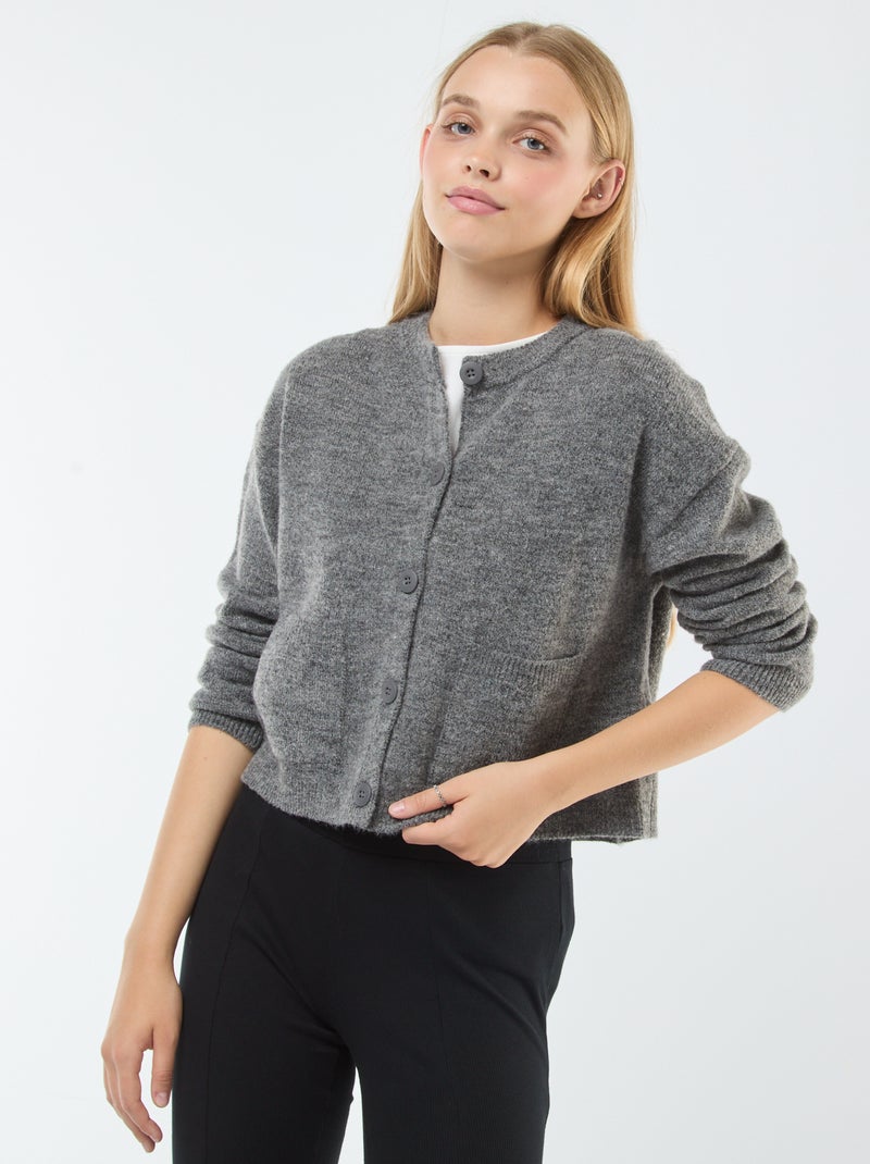 Cropped vest van tricot Grijs - Kiabi