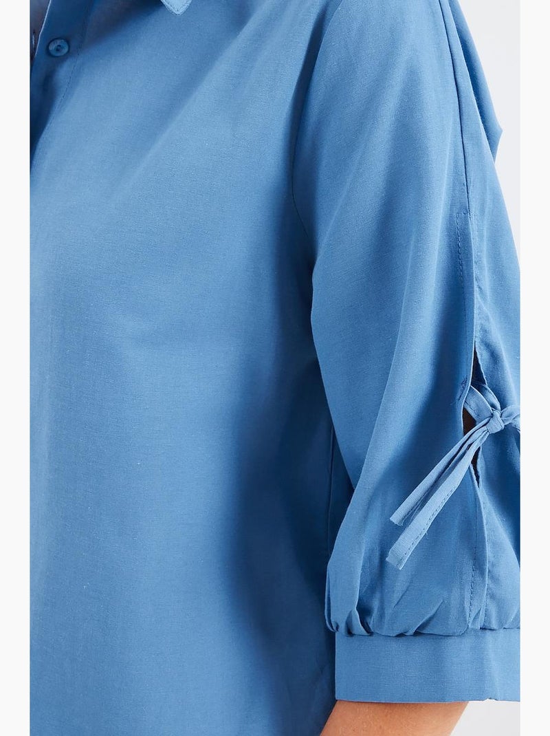 Cropshirt met strik bdart Saffierblauw - Kiabi