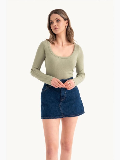 Croptop basique en coton à manches longues hiccup - Kiabi Croptop basique en coton à manches longues hiccup - Kiabi