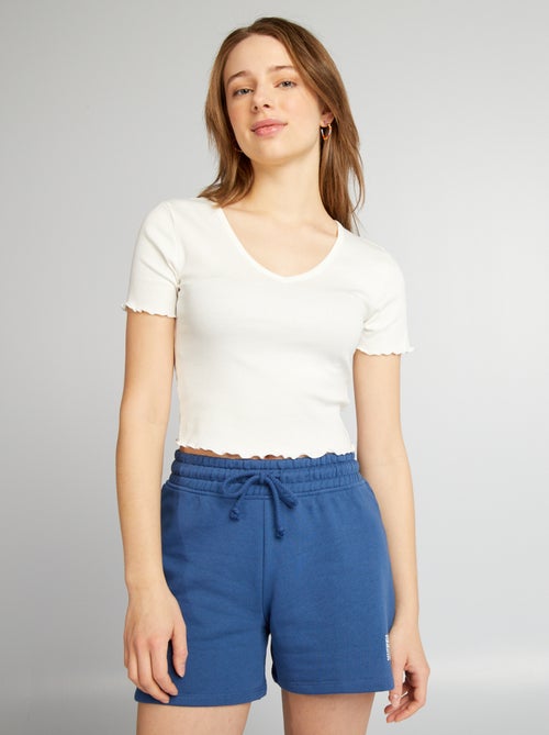 Croptop met golvend boordje - Kiabi