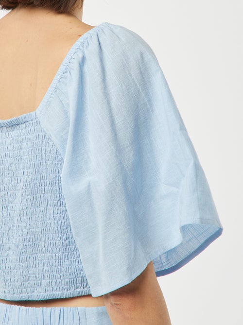 Croptop met sierstrik en vlindermouwtjes - Kiabi