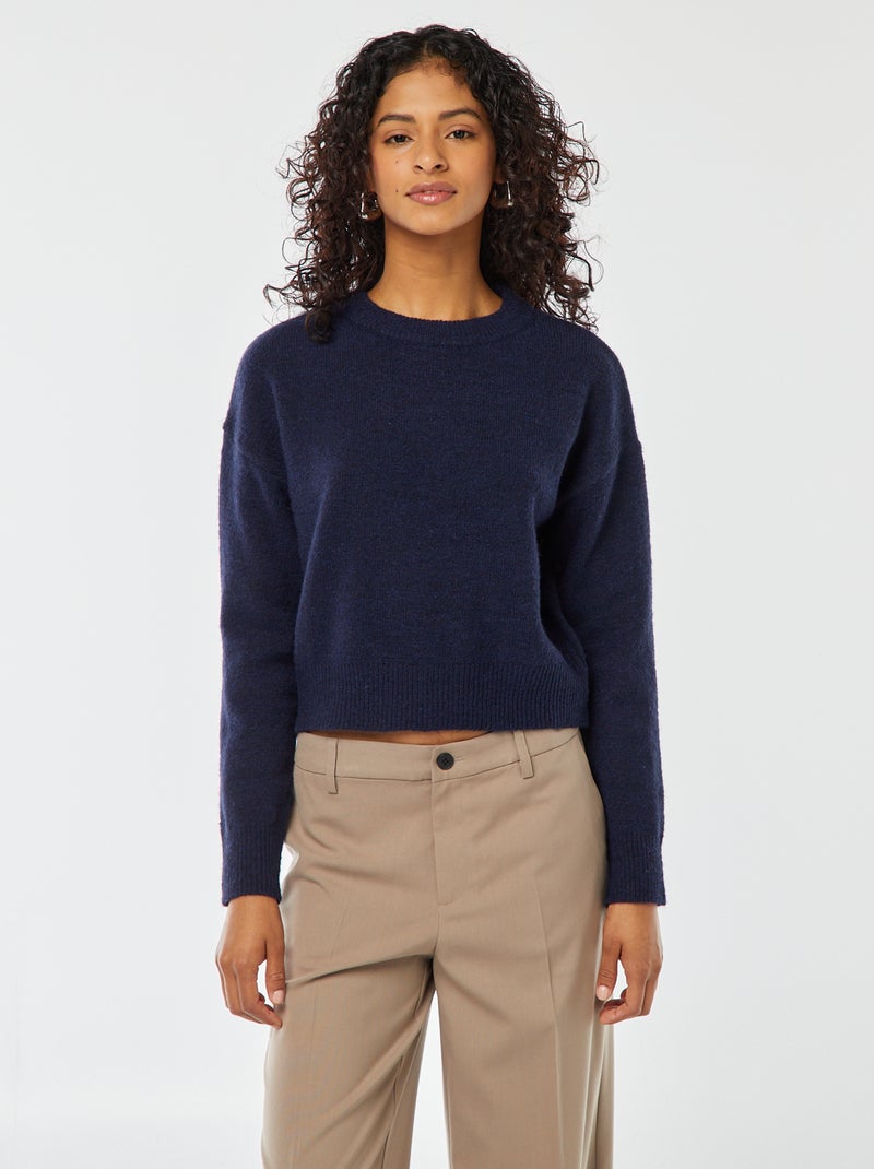 Croptrui van zacht tricot Blauw - Kiabi