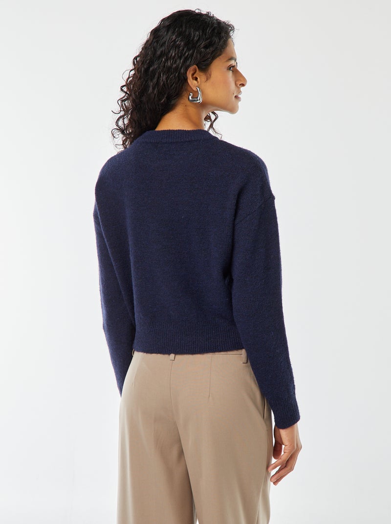 Croptrui van zacht tricot Blauw - Kiabi