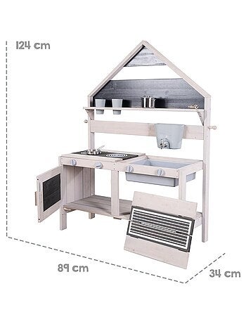 Cuisine d'extérieur en bois massif FSC® forme maison + accessoires ROBA
