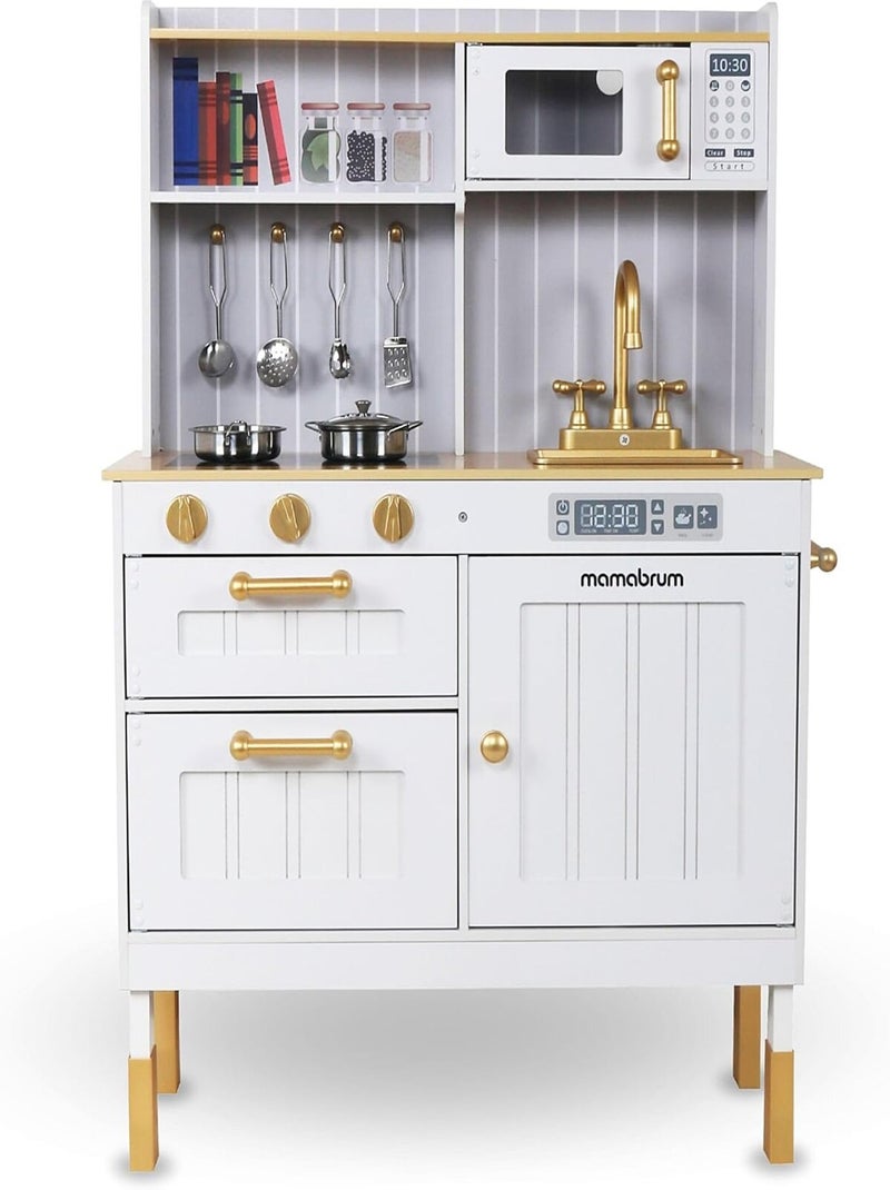 Cuisine enfant 3+ en bois avec accessoires et tablier - micro-ondes, four, évier N/A - Kiabi