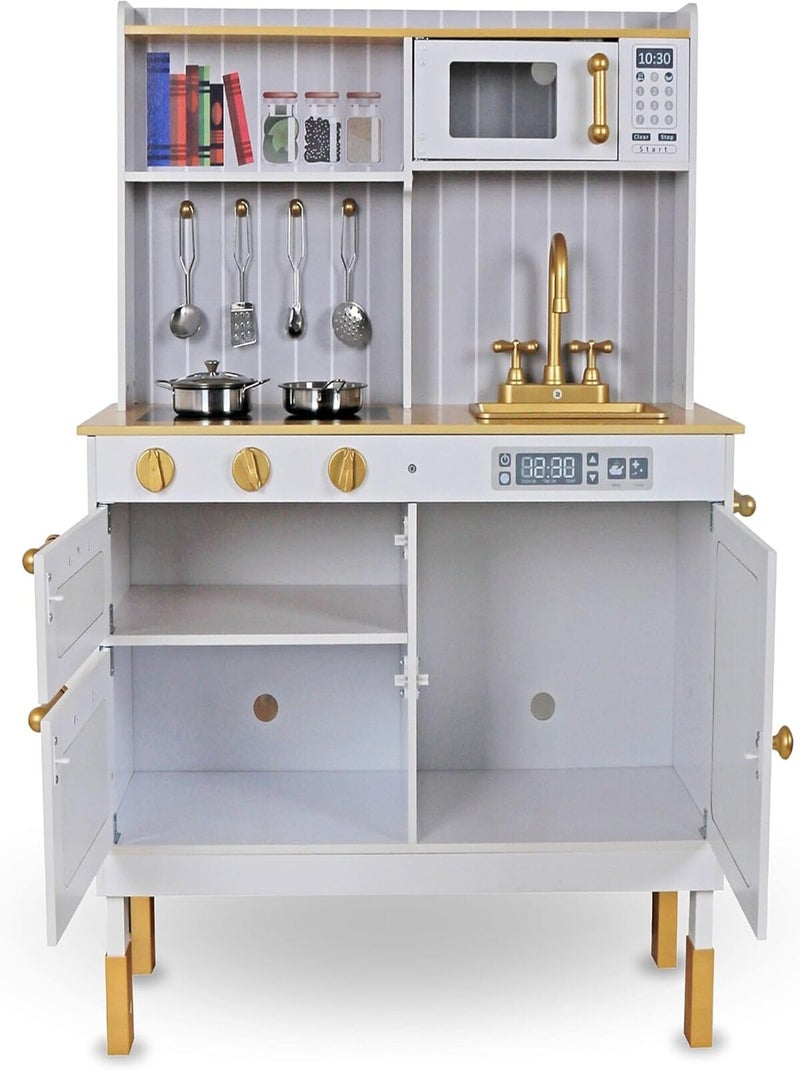 Cuisine enfant 3+ en bois avec accessoires et tablier - micro-ondes, four, évier N/A - Kiabi