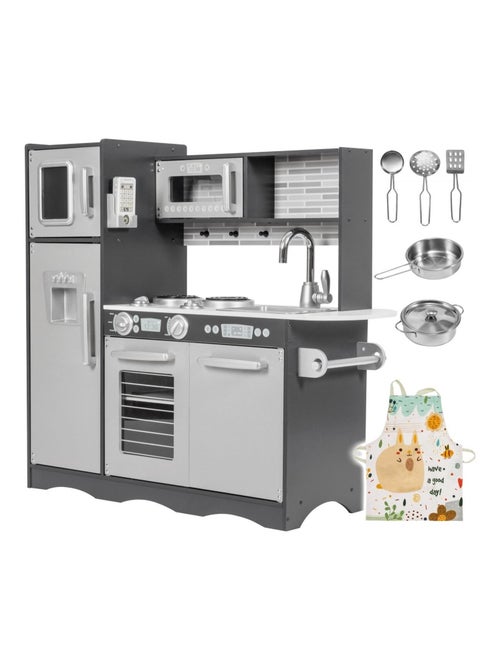Cuisine enfant bois avec led et tablier 93x83cm mamabrum - Kiabi Cuisine enfant bois avec led et tablier 93x83cm mamabrum - Kiabi