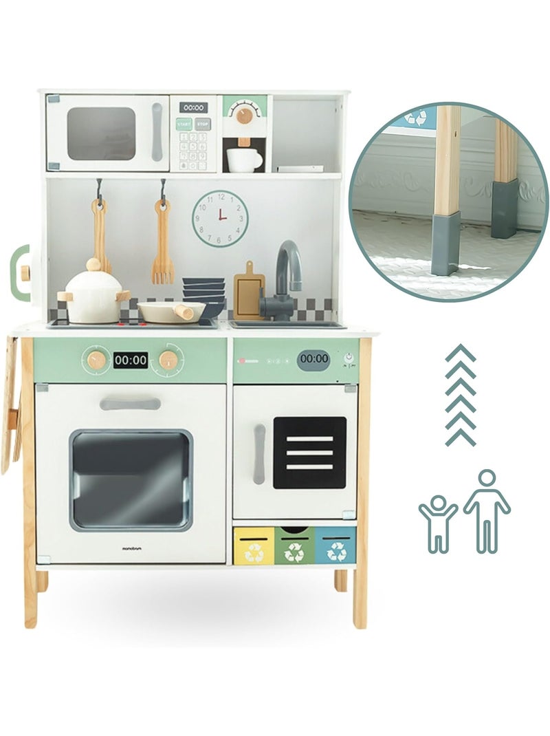 Cuisine enfant bois interactive évolutive, pieds amovible- lave-linge, lave-vaisselle, tableau - led N/A - Kiabi