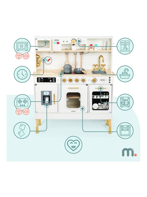 Cuisine enfant bois, led, micro-ondes, lave-vaisselle, machine à café, four - Kiabi Cuisine enfant bois, led, micro-ondes, lave-vaisselle, machine à café, four - Kiabi