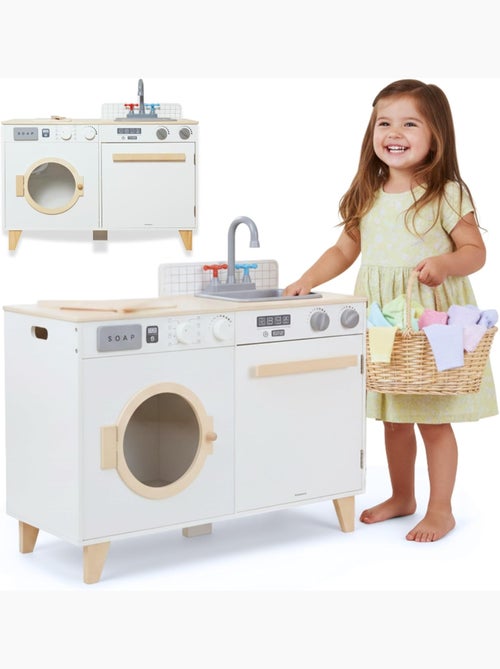 Cuisine enfant & buanderie en bois - avec lave-linge, évier et accessoires 73,5*29*67 cm - Kiabi Cuisine enfant & buanderie en bois - avec lave-linge, évier et accessoires 73,5*29*67 cm - Kiabi